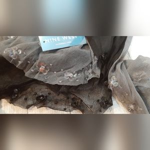 Nine West Belt Two Toned Black Beaded Chiffon NWT